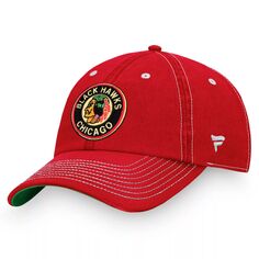Мужская регулируемая кепка Fanatics красного цвета с логотипом Chicago Blackhawks Vintage Sport Resort