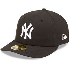Мужская облегающая шляпа New Era New York Yankees черно-белая с низким профилем 59FIFTY