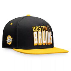 Мужская двухцветная бейсболка Snapback в стиле ретро черного/золотого цвета с логотипом Fanatics Boston Bruins Heritage