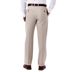 Мужские плиссированные классические брюки классического кроя Haggar eCLo Stria со скрытой расширяющейся талией