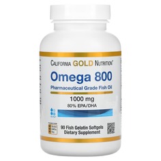 Рыбий жир фармацевтического класса Omega 800 California Gold Nutrition 80% ЭПК/ДГК, 90 мягких капсул