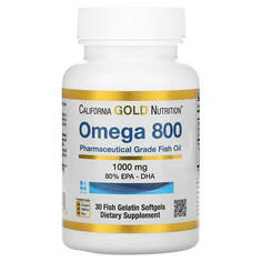 Рыбий жир омега-800 California Gold Nutrition 1000 мг, 30 капсул