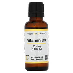 Жидкий витамин D3 California Gold Nutrition 25 мкг 1000 МЕ, 30 мл