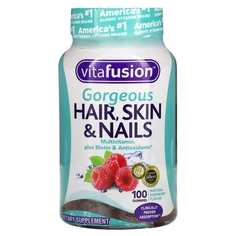 VitaFusion Мультивитамины для волос кожи и ногтей Натуральный малиновый вкус, 100 жевательных таблеток