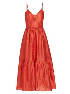 Шелковое платье макси Roberta Sea, красный
