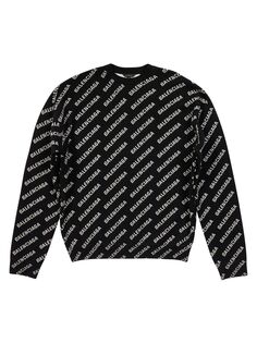 Мини-свитер с логотипом по всей поверхности Balenciaga, черный