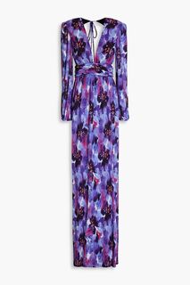 Платье из плиссе-шифона с цветочным принтом REBECCA VALLANCE, лавандовый