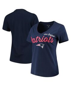 Женская темно-синяя футболка с v-образным вырезом New England Patriots Post Season G-III 4Her by Carl Banks, темно-синий