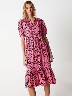 Многоярусное платье Finery Madelyn с животным принтом, розовый/черный