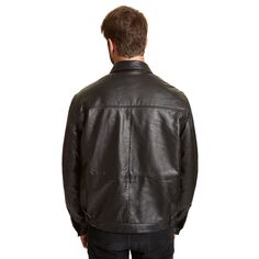 Кожаная куртка с рубашечным воротником Big &amp; Tall Excelled, черный