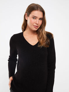 Трикотажный свитер для беременных с длинным рукавом и V-образным вырезом LC Waikiki Maternity