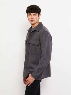 Удобная мужская куртка-рубашка с длинным рукавом LCW Casual
