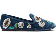 Туфли на плоской подошве Starling Embroidered Flat Birdies, бархатная вышивка ocean flora