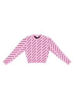 Укороченный свитер Mini All Over Logo Balenciaga, розовый