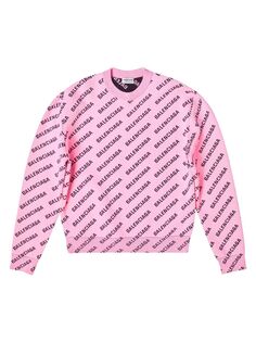Мини-свитер с логотипом по всей поверхности Balenciaga, розовый