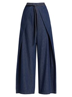 Широкие джинсовые брюки с запахом Apron Rosetta Getty, индиго