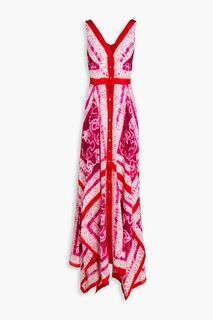 Платье миди из шелкового крепдешина, окрашенное в технике тай-дай Valentine ALTUZARRA, красный