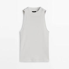 Топ Massimo Dutti Ribbed Halter, белый