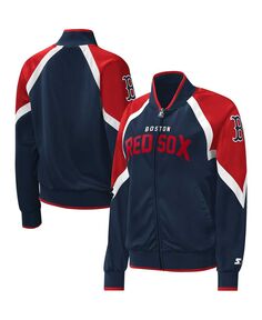 Женская темно-синяя спортивная куртка с молнией во всю длину реглан Boston Red Sox Touchdown Starter, темно-синий