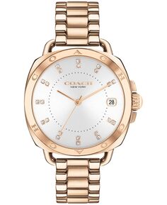 Женские часы Tatum из нержавеющей стали с браслетом цвета розового золота, 34 мм COACH, золотой