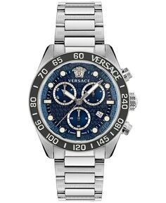 Мужские швейцарские часы с хронографом Greca Dome с браслетом из нержавеющей стали, 43 мм Versace