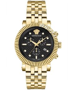 Мужские швейцарские часы с хронографом V-Chrono с золотым ионным браслетом, 45 мм Versace