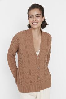 Кардиган Trendyol Oversize Camel с детальной отделкой