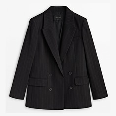Блейзер Massimo Dutti False Crossover Pinstriped Suit, темно-серый