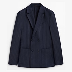 Пиджак Massimo Dutti Wool Flannel Suit Striped, темно-синий
