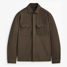 Куртка-рубашка Massimo Dutti With Hidden Flap Pockets, серо-коричневый