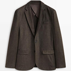 Блейзер Massimo Dutti Herringbone Wool Blend, серый