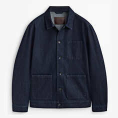 Джинсовая куртка-рубашка Massimo Dutti Co-ord Rinse Wash, темно-синий