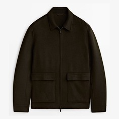 Куртка-рубашка Massimo Dutti Wool Blend With 2 Layers And Zip, коричнево-оливковый
