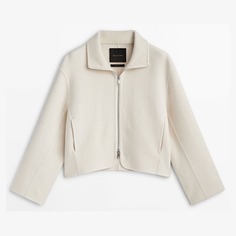 Куртка Massimo Dutti Wool Short With Zip, кремовый