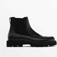 Ботинки Massimo Dutti Chelsea With Moc Toe Detail, черный