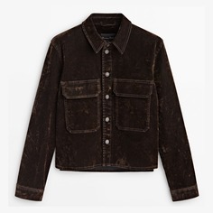 Джинсовая куртка Massimo Dutti Flocked Finish Washed, темно-коричневый