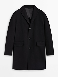 Пальто Massimo Dutti 100% Double-faced Wool, черный