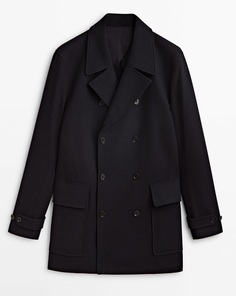 Пальто Massimo Dutti 3/4 Length Made Of 100% Wool, темно-синий