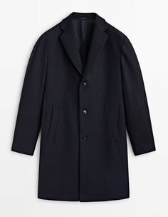 Пальто Massimo Dutti Wool Blend, темно-синий