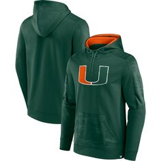 Мужской зеленый пуловер с капюшоном Miami Hurricanes On The Ball с логотипом Fanatics