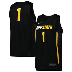 Реплика мужской баскетбольной майки #1 черного цвета Appalachian State Mountaineers Nike