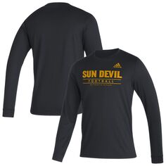 Мужская черная футболка с длинным рукавом Arizona State Sun Devils Sideline Creator Practice AEROREADY adidas