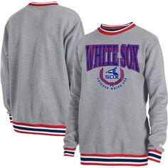 Мужской классический пуловер с капюшоном с рисунком Хизер Серый Chicago White Sox Throwback New Era