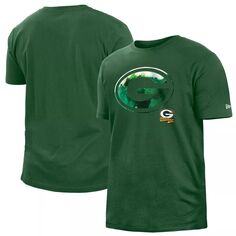 Мужская зеленая футболка Green Bay Packers 2022 Sideline Ink Dye New Era