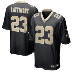 Мужская черная футболка Marshon Lattimore New Orleans Saints Game Player Nike