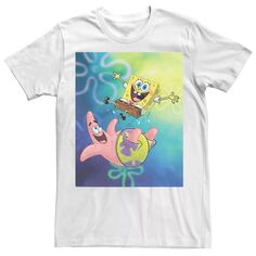 Мужская футболка «Губка Боб Квадратные Штаны» со звездами Патрика Licensed Character, белый