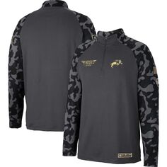 Мужская темно-серая куртка NDSU Bison OHT Military Appreciation Long Range с молнией на четверть длины реглан Colosseum