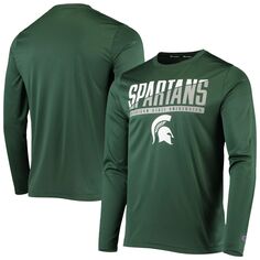Мужская зеленая футболка с длинными рукавами и надписью Michigan State Spartans Champion