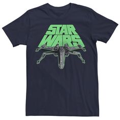Мужская классическая футболка с наклонным логотипом в стиле ретро «Звездные войны» X-Wing Star Wars, синий