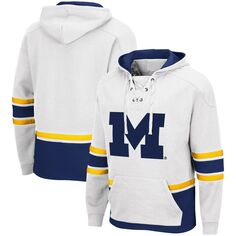 Мужской белый пуловер с капюшоном Michigan Wolverines Hockey 3.0 Colosseum